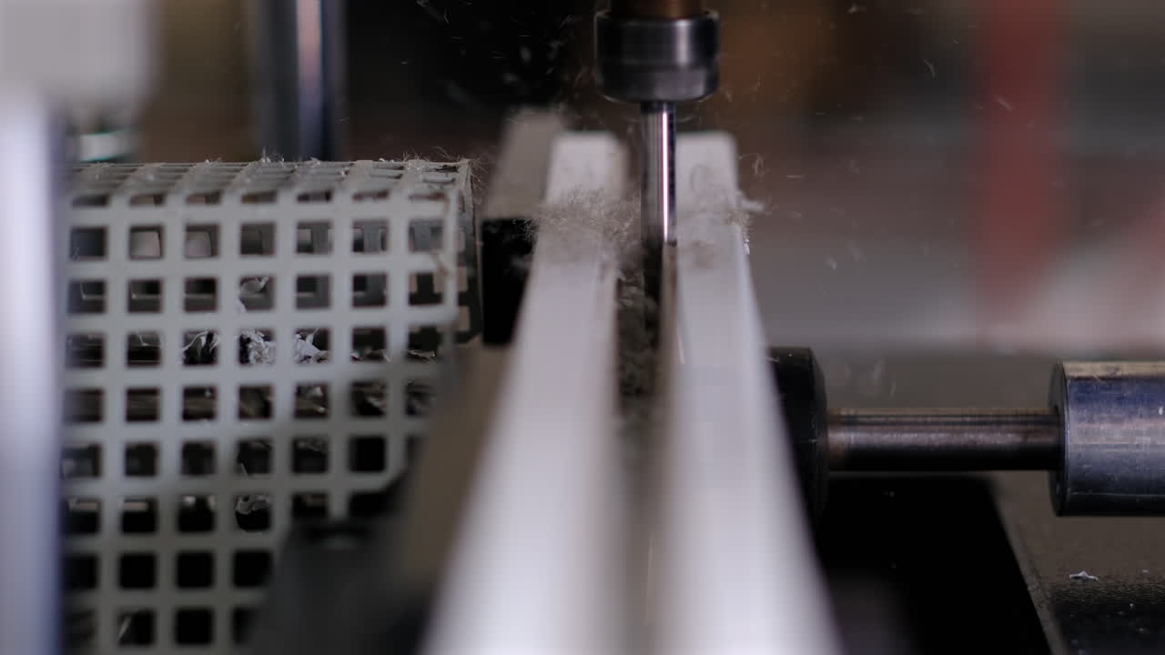 Close-Up of PVC Window Frame Production Process