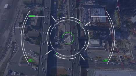 Animación-Del-Procesamiento-De-Datos-Con-Alcance-Sobre-El-Paisaje-Urbano