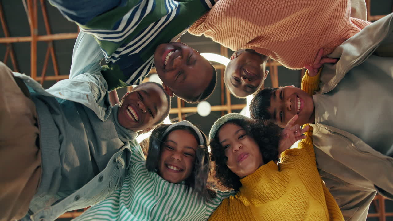 A group of happy children in a circle