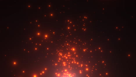 estrellas rojas voladoras y brillos en la galaxia oscura