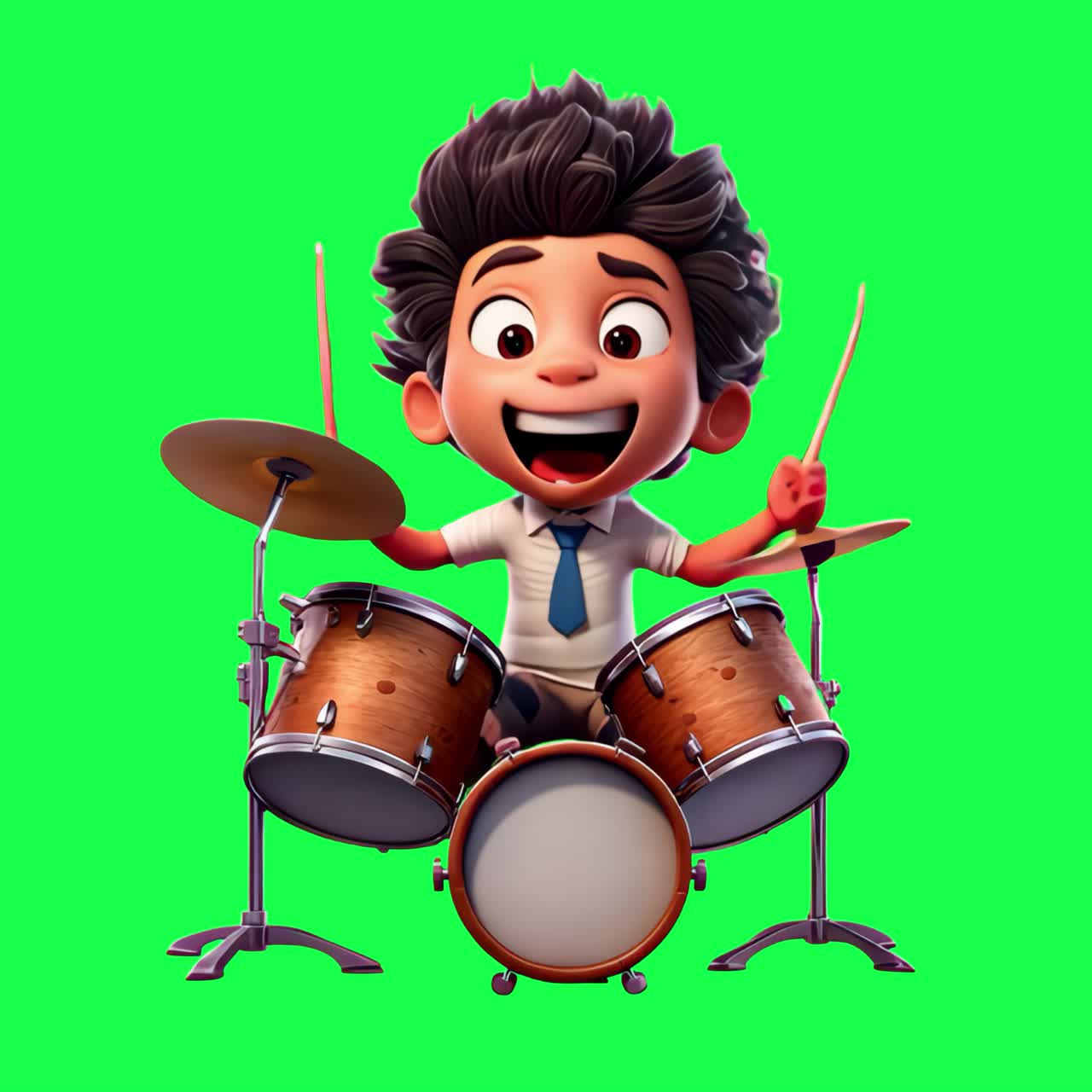 Animated drummer boy playing enthusiastically animation, transparent 4K ...