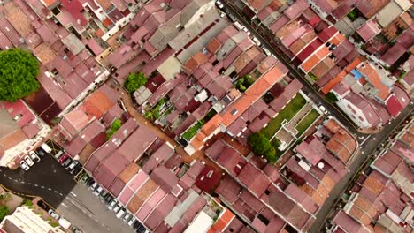 Drohnen-Luftaufnahmen-In-Der-Altstadt-Von-Malacca,-Malaysia