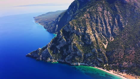 aerial view of scenic seascape with garrigue vegetation area at datça peninsula, emecik, turkey