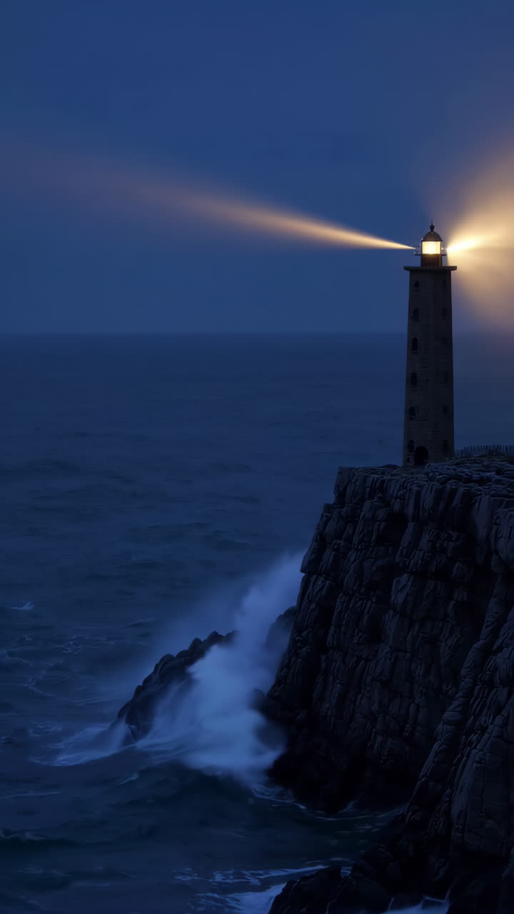 밤 에 있는 등대