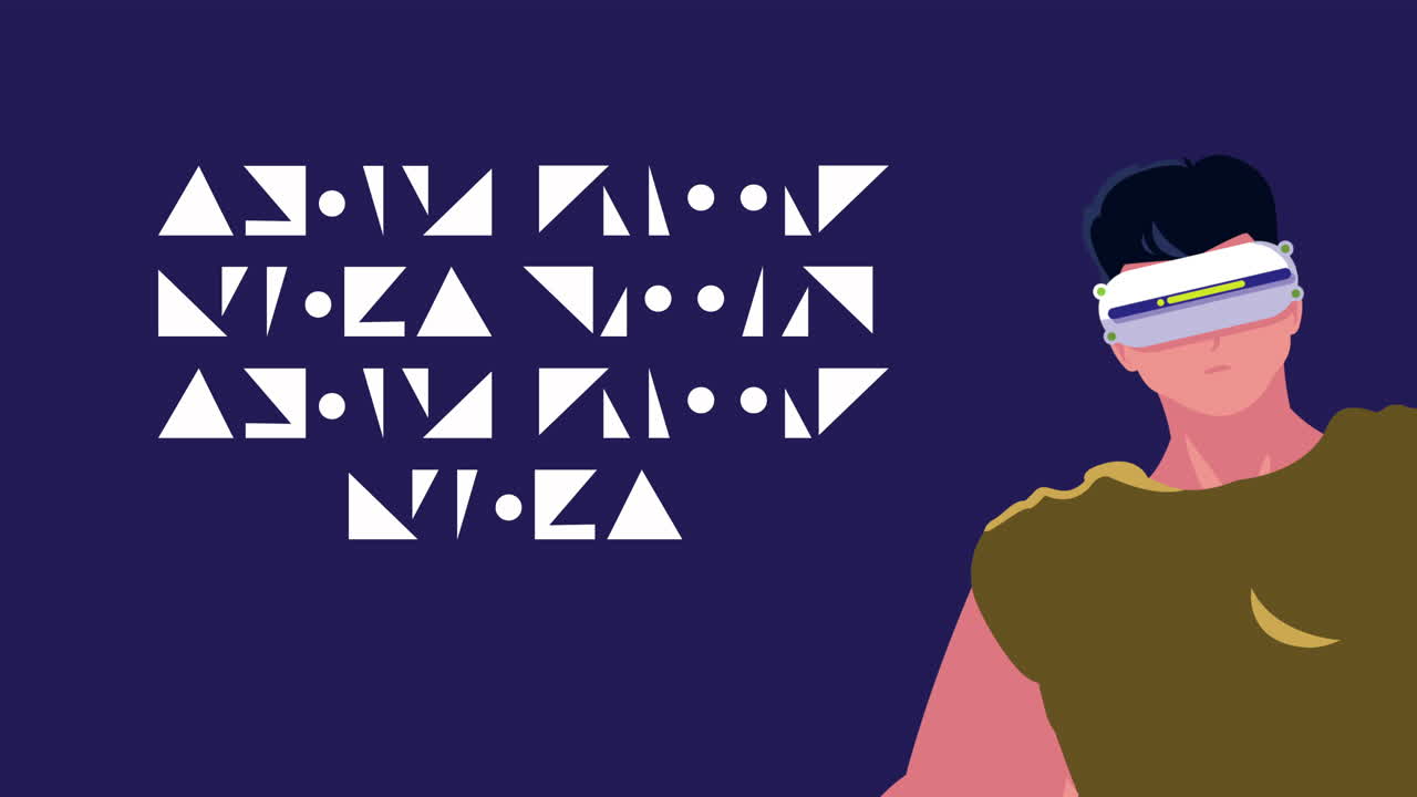 animación de tecnología de realidad virtual con usuario masculino y codificación