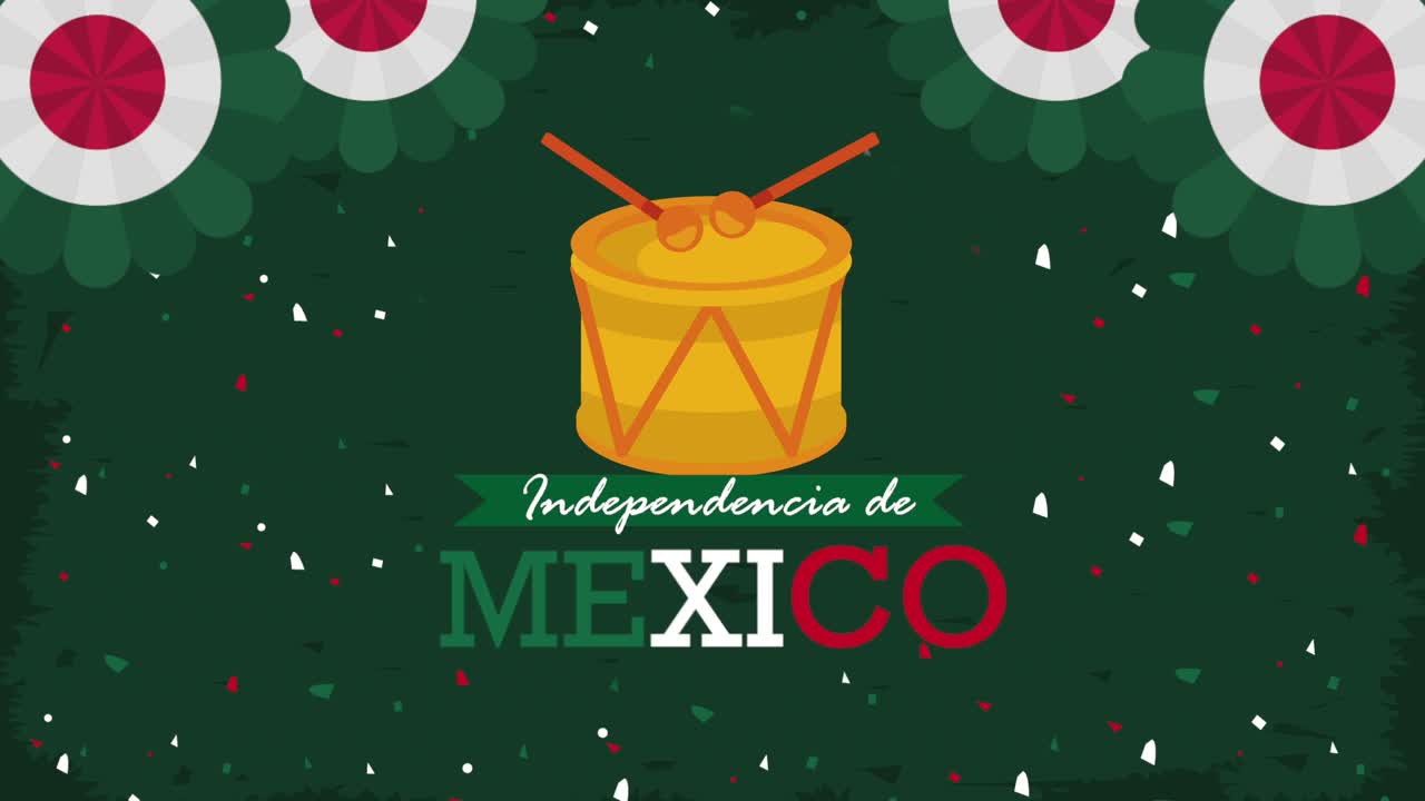 independencia de mexico lettering with drum
