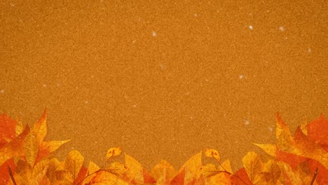 animation of multiple autumn leaves falling on brown background