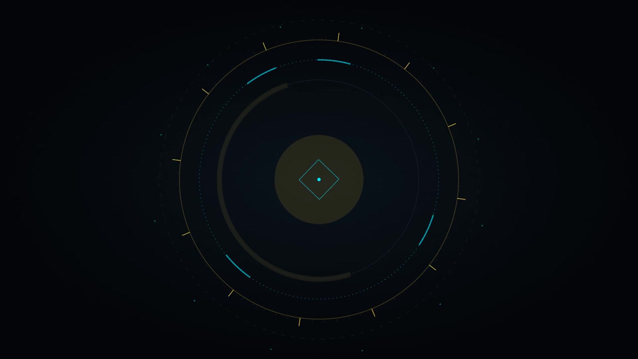 Abstract Digital HUD Interface with Rotating Circular Elements