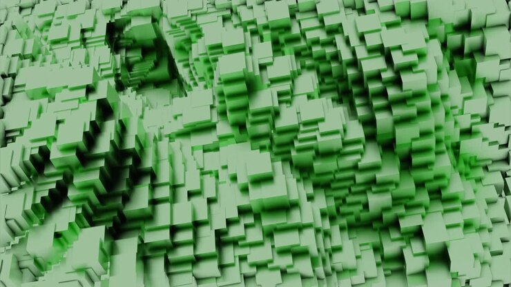 Green Abstract 3D Background with Cubes
