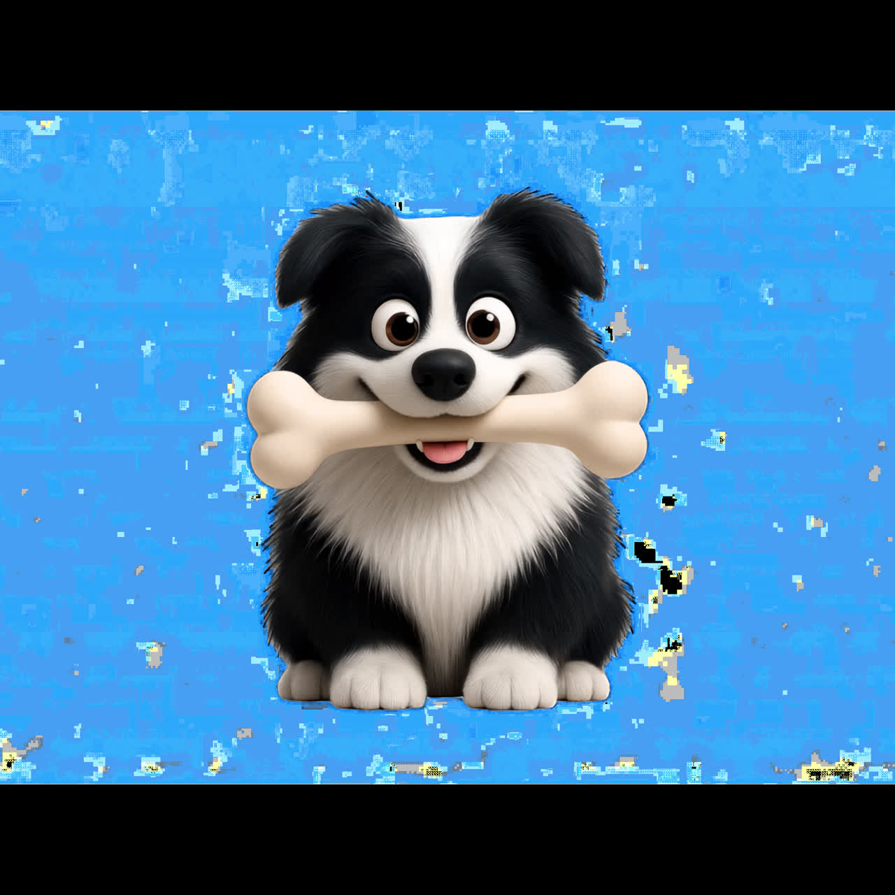 Cute cartoon dog with bone animation isolated asset, transparent 4K video, alpha channel, ProRes