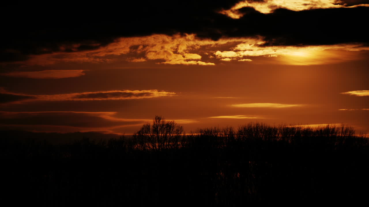 Red Sunset on Cloudy Sky Timelapse