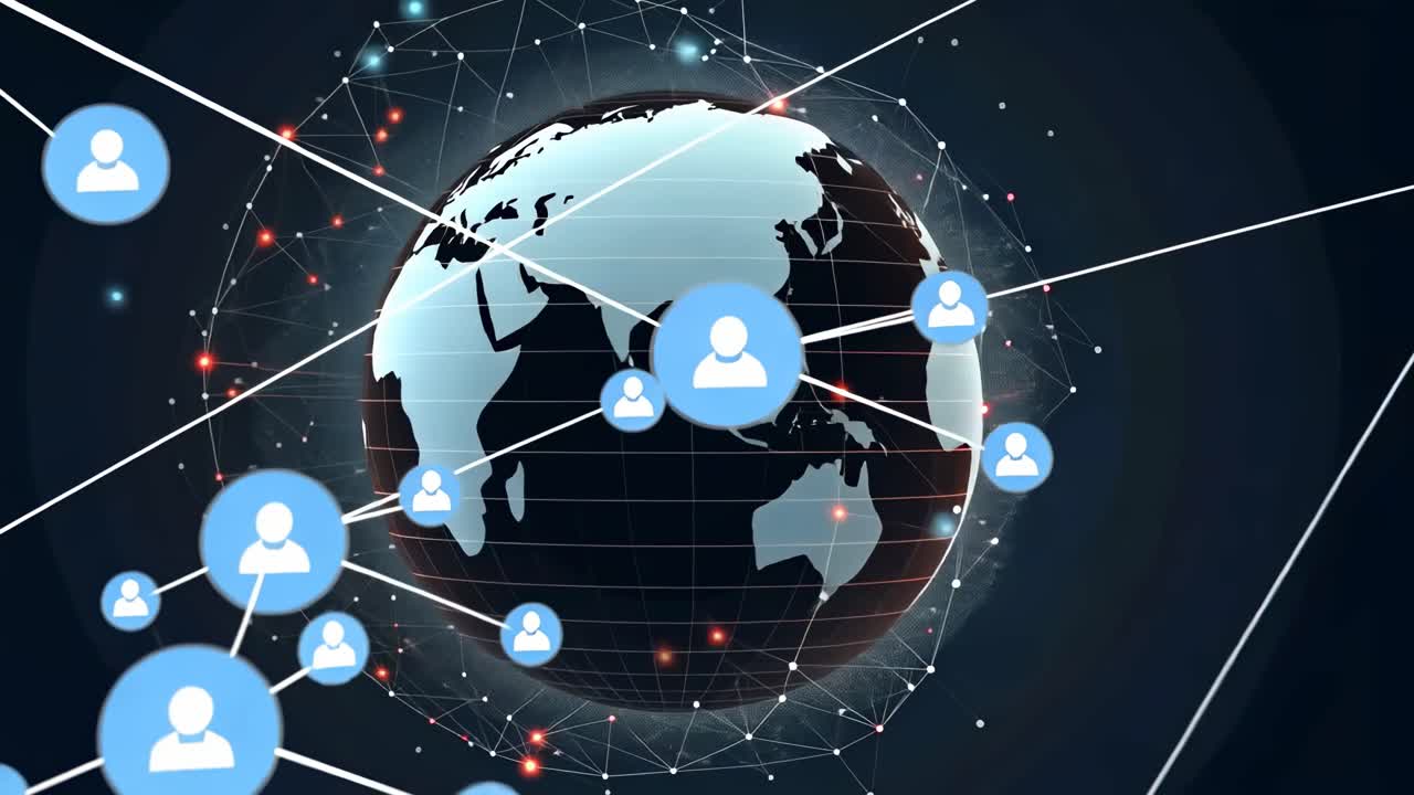 A digital globe with interconnected nodes, viewed from a high angle