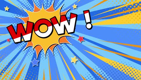 colorful comic-style 'wow!' exclamation animation