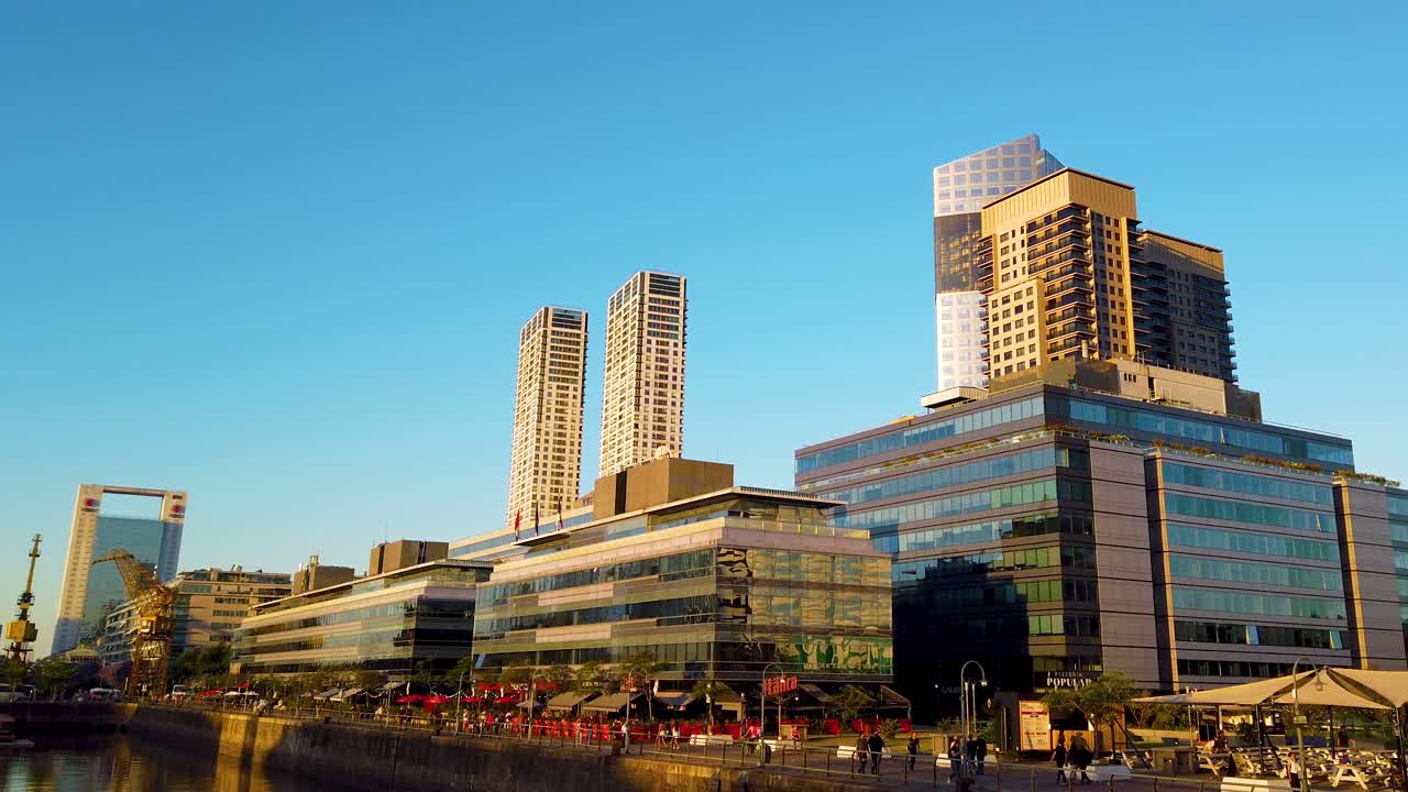 Sunset Landscape at Puerto Madero Buenos Aires City Business Commercial Center