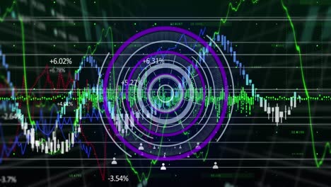 animación del escaneo del alcance y el procesamiento de datos financieros a través de la red