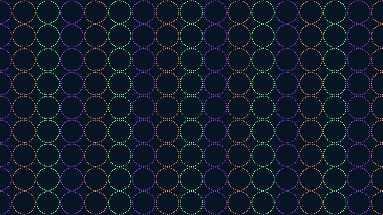 Seamless neon geometric circles pattern in rows
