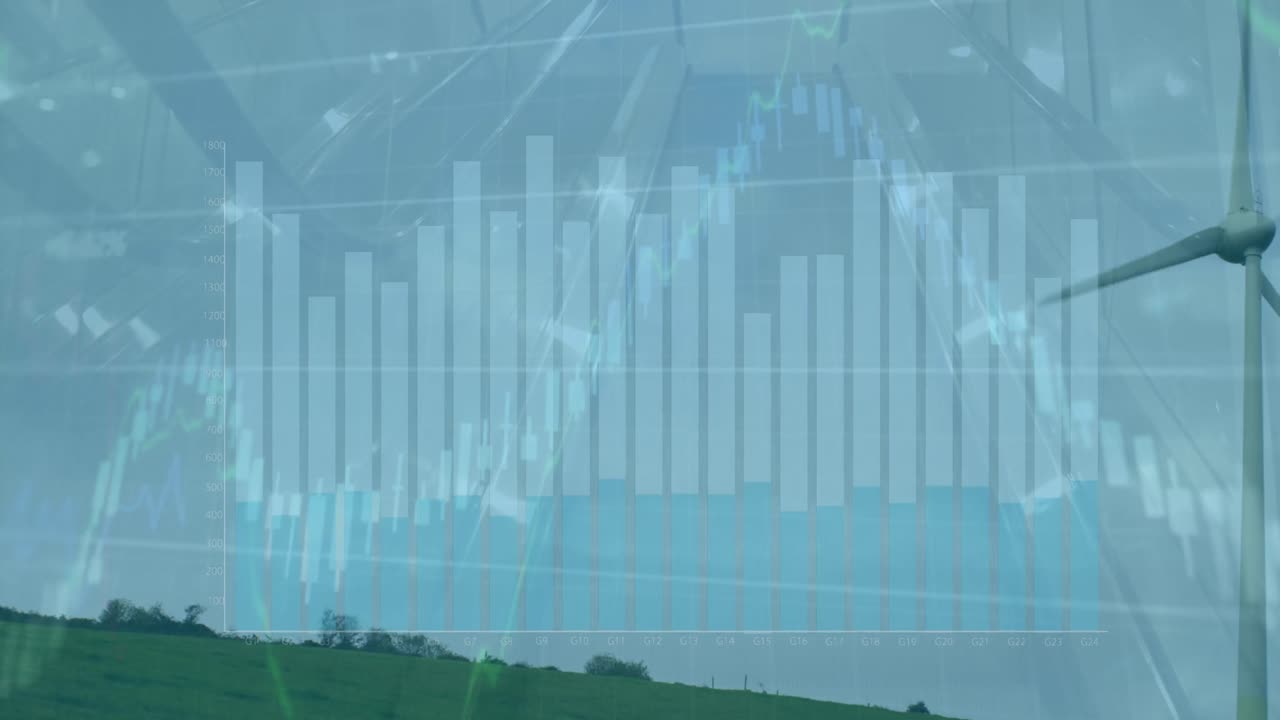 풍력 터빈에서 데이터 처리의 애니메이션