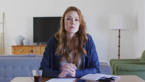 portrait of woman working at home