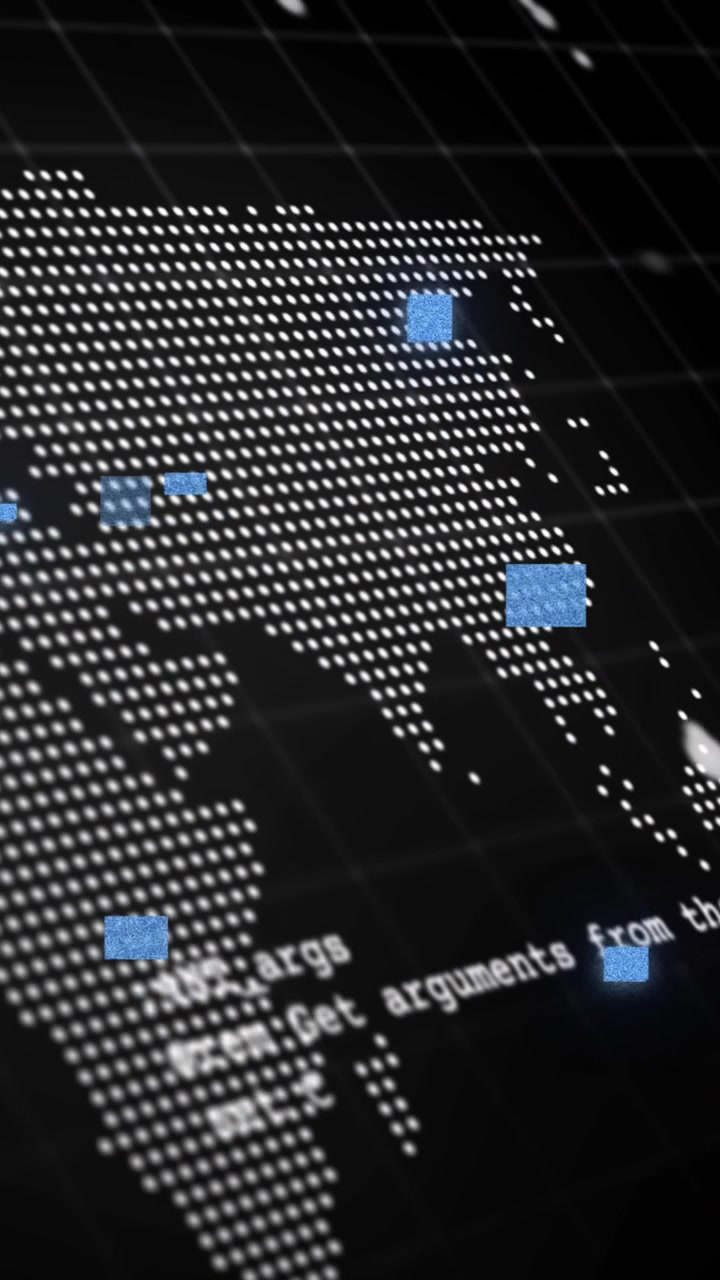 Animation of digital data processing with world map over black background