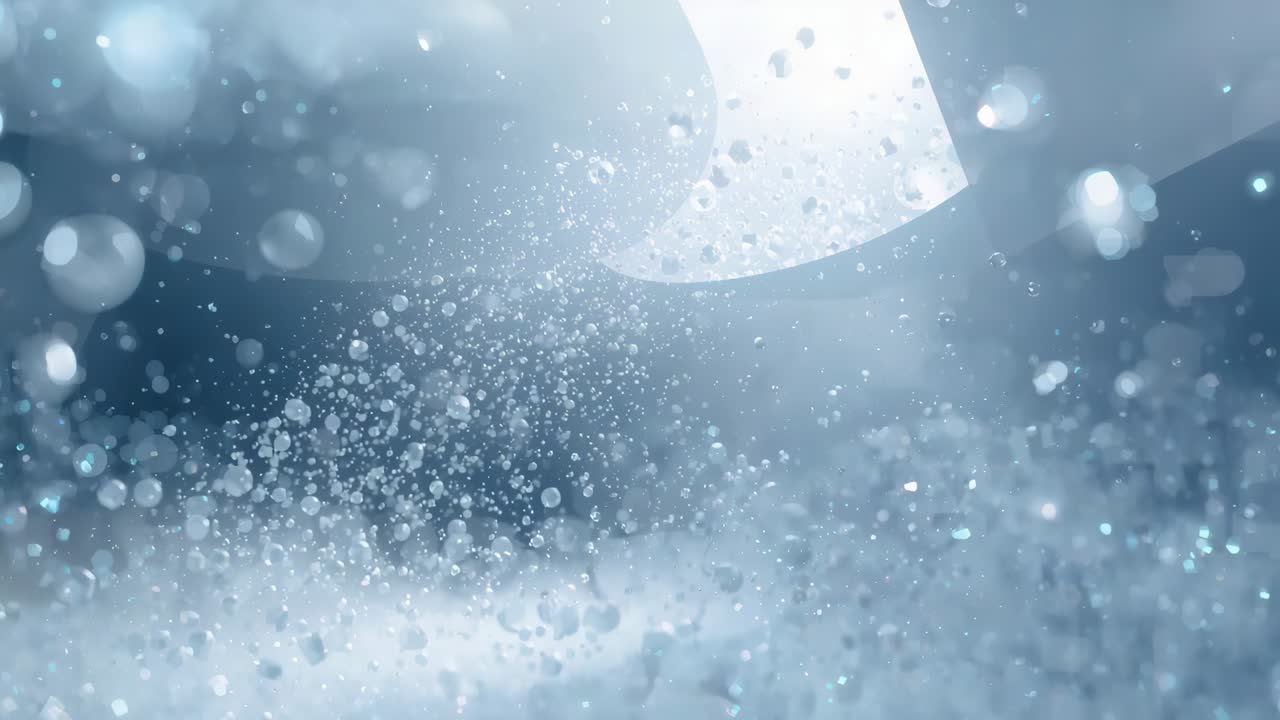 Nuvola di particelle in movimento che fluttua mentre la luce si sposta nella cupola, rivelando un'apertura luminosa e nebbia