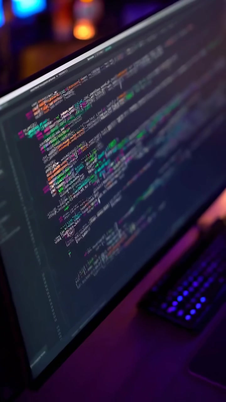 Colorful Programming Code Scrolling on a Computer Screen