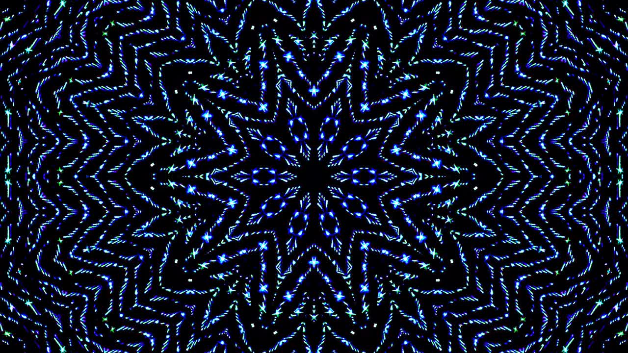 onda de luz puntos abstractos conjunto de color azul caleidoscopio fondo negro