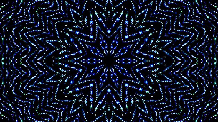light wave abstract dots set blue color kaleidoscope black background