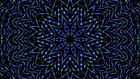 light wave abstract dots set blue color kaleidoscope black background