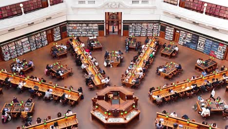 people studying and reading in a large library