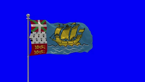 san pedro y miquelón ilustración 3d de la bandera ondeando en un poste con chro