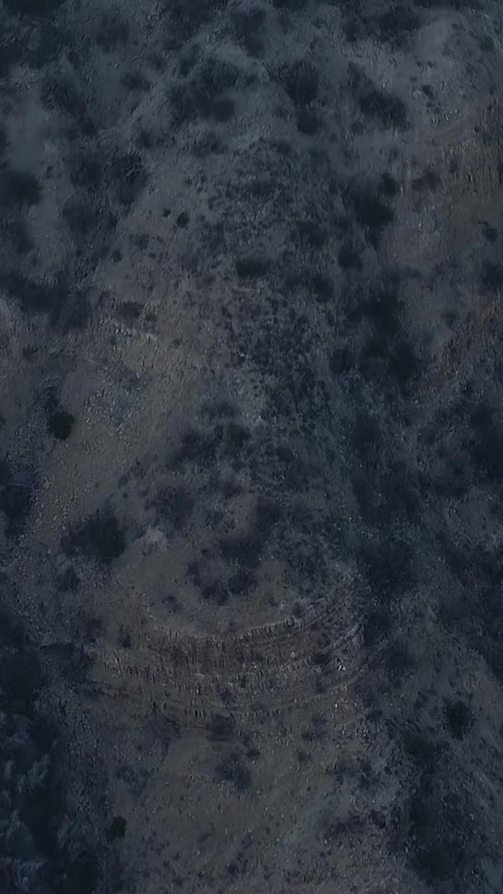 Aerial view of rocky landscape in Morocco captured during evening hours