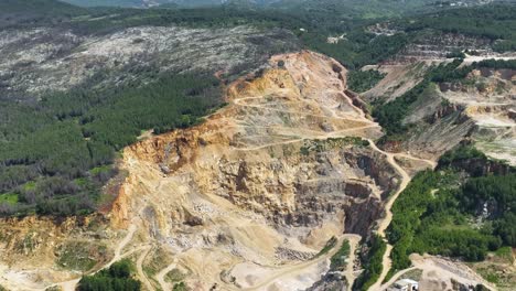 large mining quarry on the side of the mountain causing ecological problems