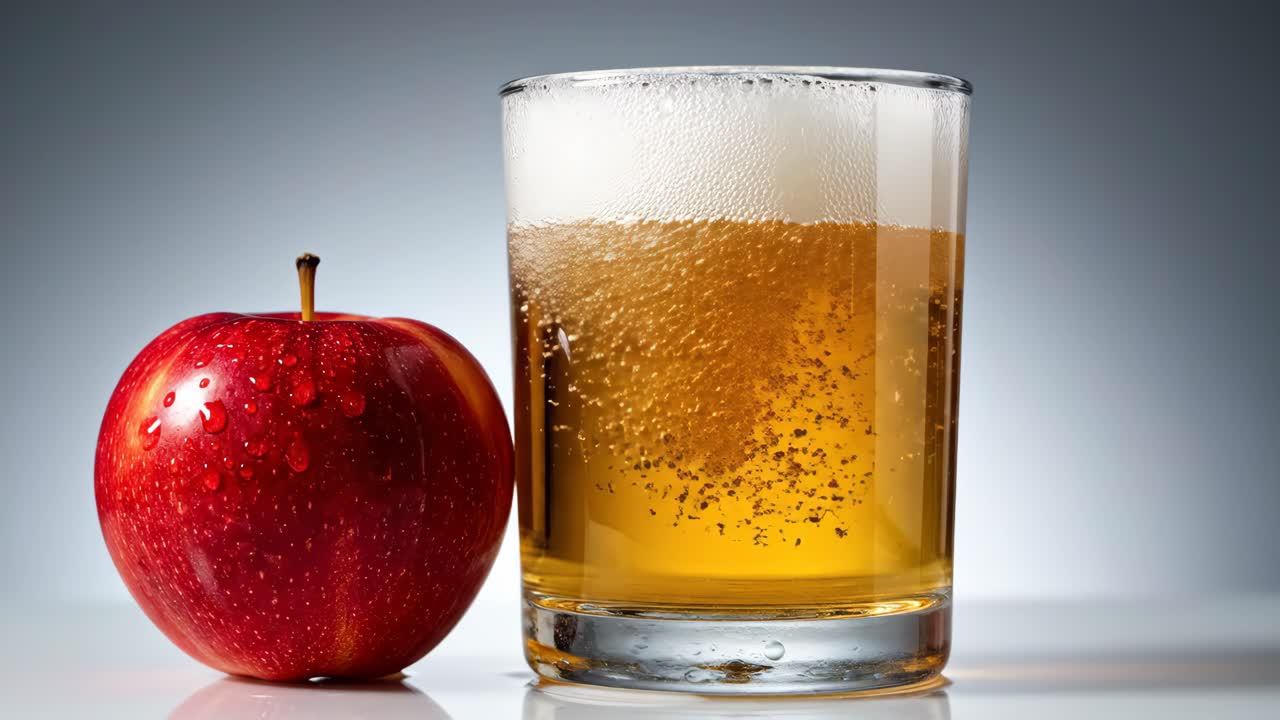 Apple and a glass of apple juice