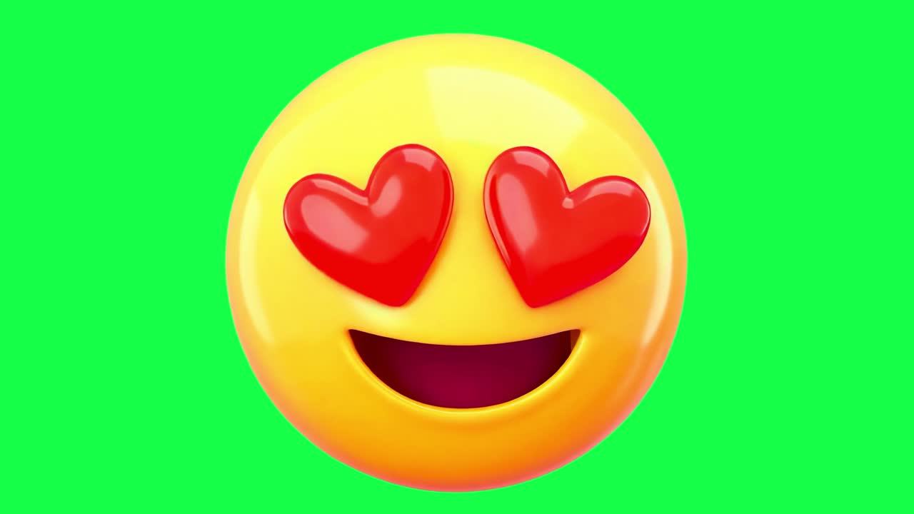 Video 4K con emoji degli occhi a cuore, trasparente su schermo verde