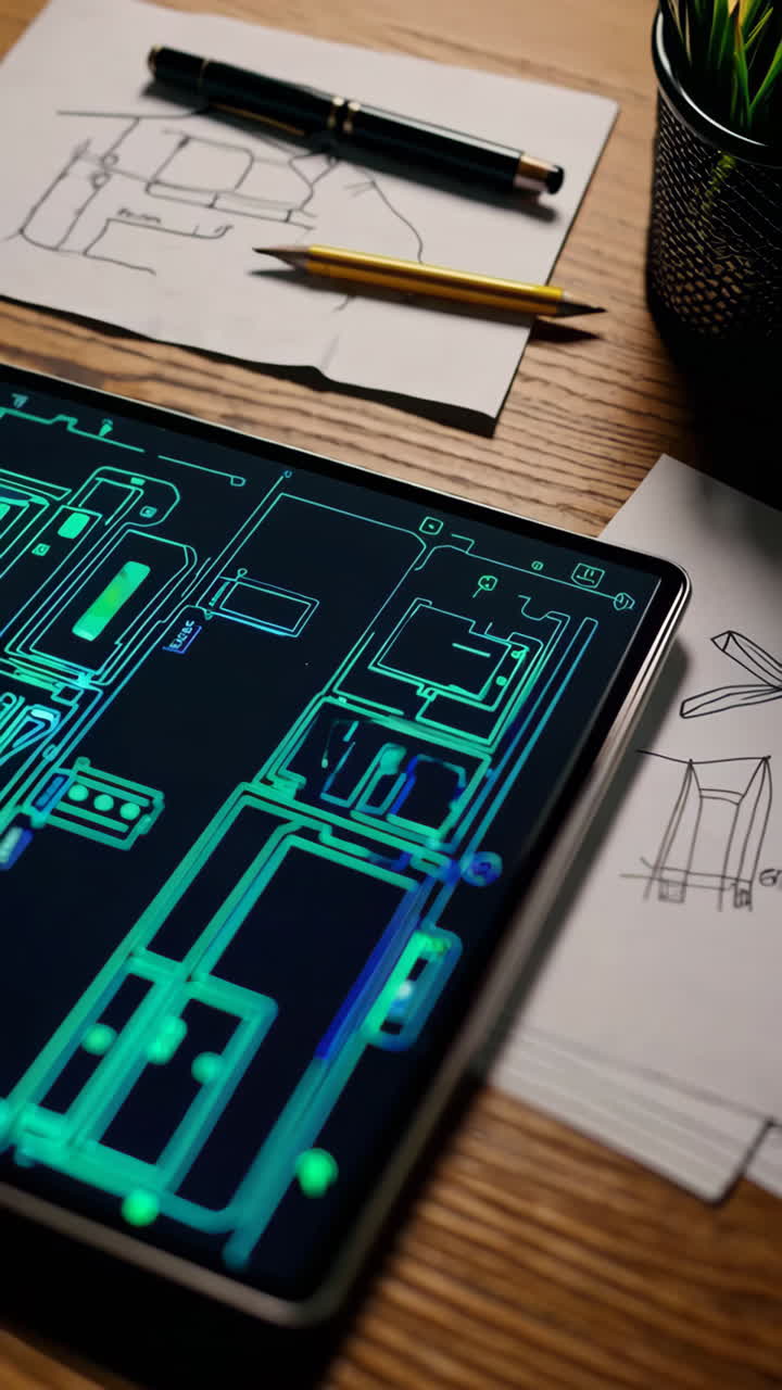 Tablet displaying electronic schematic design