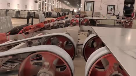 conveyer line for ceramic tiles at heavy plant. factory for production of tile