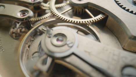 close-up view of an antique watch movement