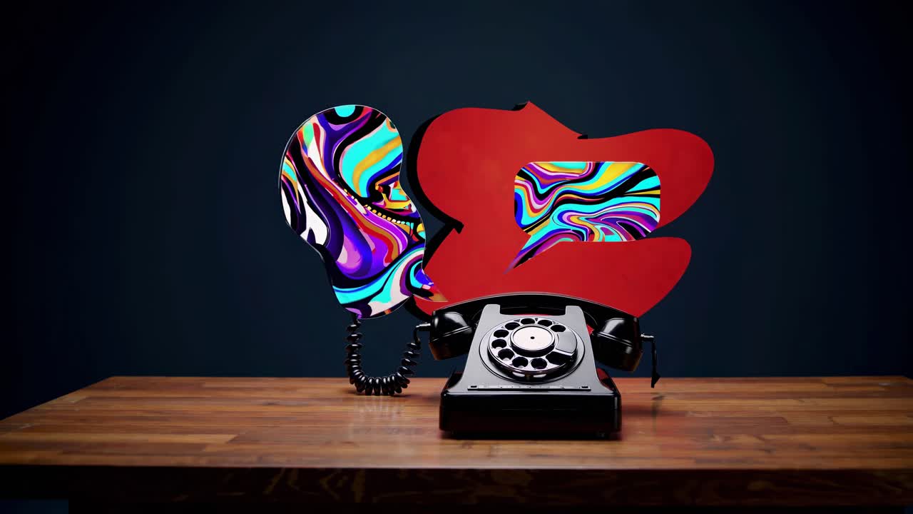 추상적인 음성 거품이 있는 빈티지 드폰