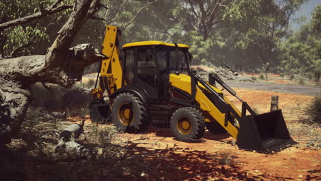 tractor de excavadora en el bosque