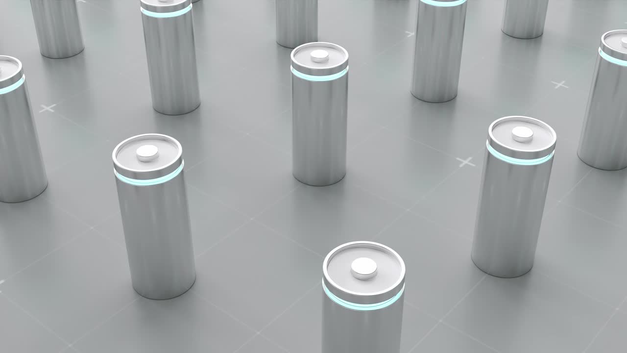 3D rendering lithium ion battery charging in factory