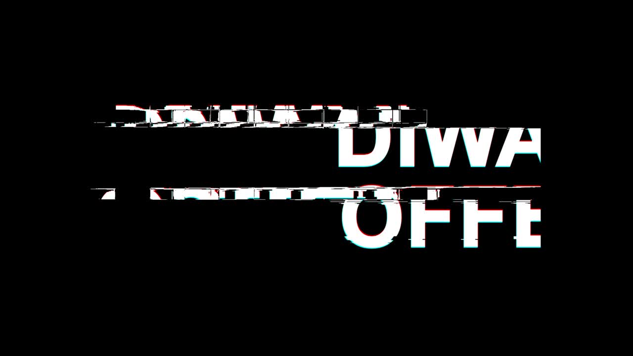 디발리 오퍼 글리치 효과 텍스트 디지털 tv 왜곡 4k 루프 애니메이션