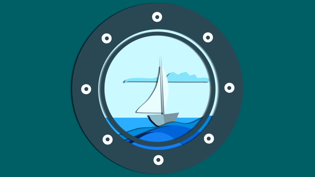 Sea view through the porthole cruise ship