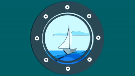 sea view through the porthole cruise ship