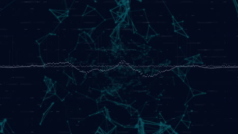 animación del procesamiento de datos y la red de conexiones contra un fondo negro.