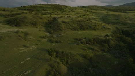 Lush-Green-Hills-With-Vegetation-At-Sunset-Near-Akhaltsikhe-In-Samtskhe-Javakheti-Region-Of-Georgia