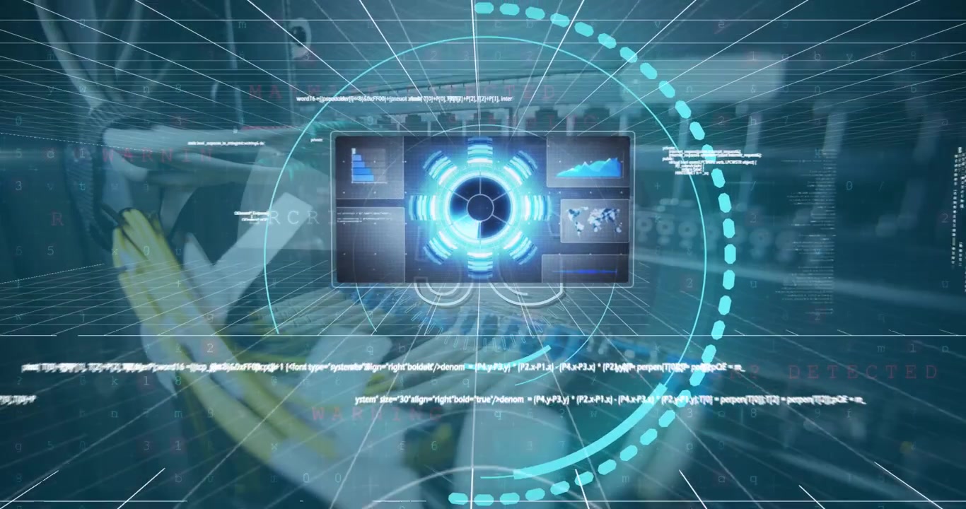 Animazione di elaborazione dati su cavi di computer