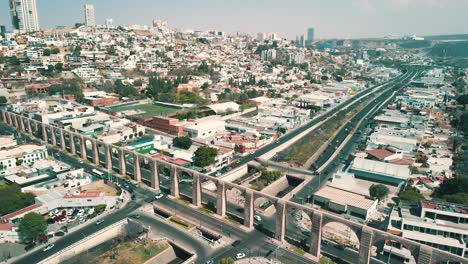 aerial view of queretaro arches seen from a drone