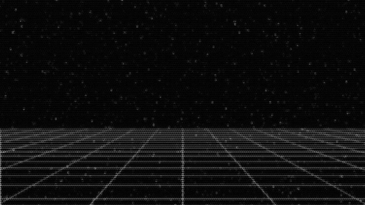Computer generated animated moving motion background showing city landscape grids skylines