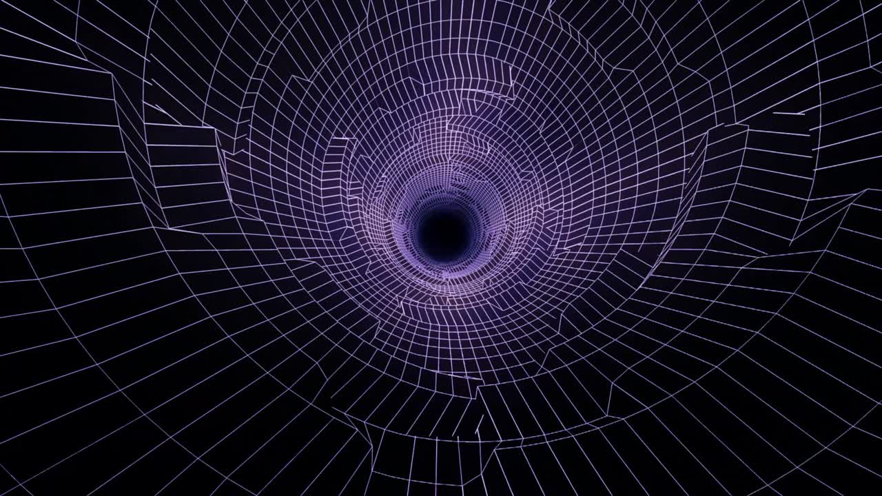 animación de túnel con obstáculos. viaje en un fondo negro