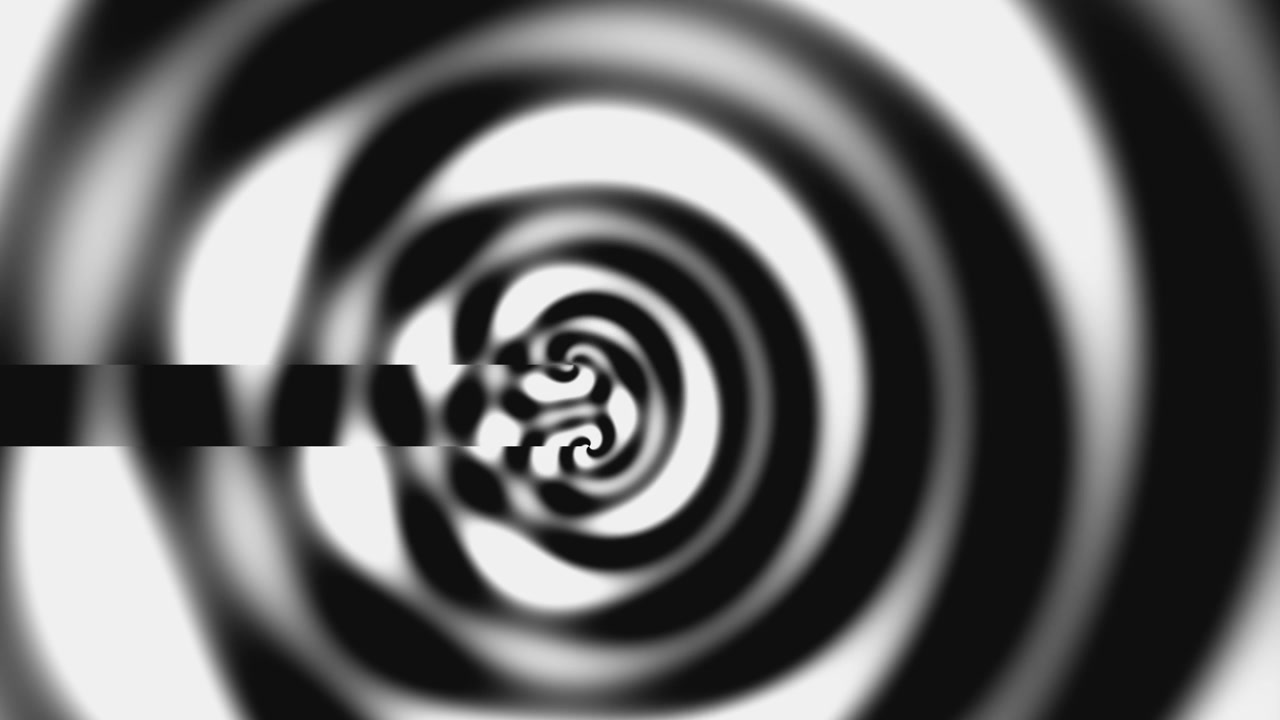 Monochromatické pozadí se spirálovým vzorem. Monochromatický spirálový vzor se pohybuje plynulým pohybem. Design se posouvá a zkresluje v černé a bílé. Tato grafika může být použita pro různé kreativní projekty